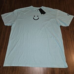 RUDIS Mint Blue Smiley Face Heavweight Men's Tee Size XL NWT